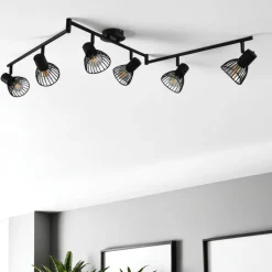 Narciso 6 Light Split Bar Black Ceiling Light