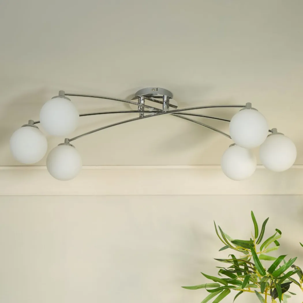 Navarro 6 Light Chrome Semi Flush Ceiling Light