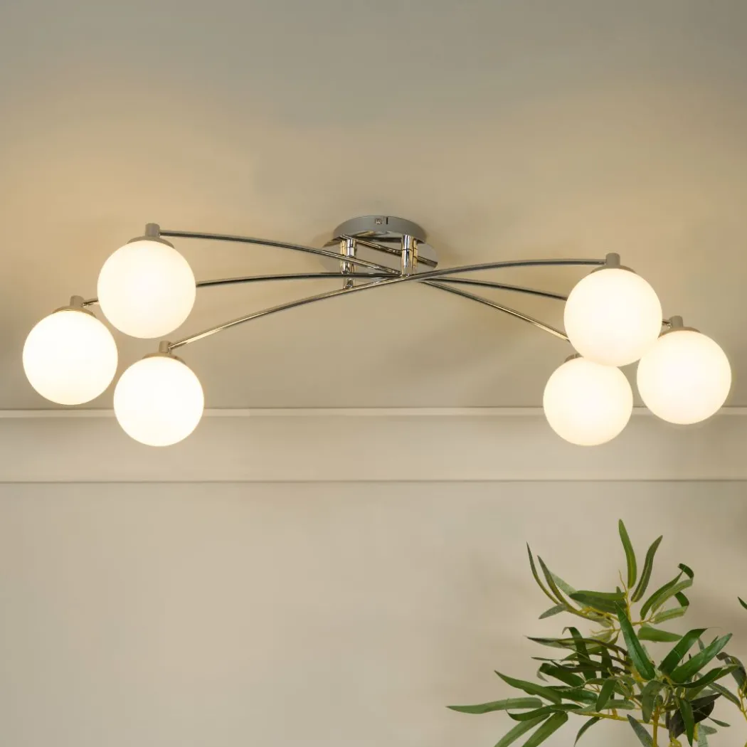 Navarro 6 Light Chrome Semi Flush Ceiling Light
