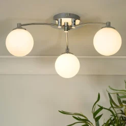 Navarro 3 Light Chrome Semi Flush Ceiling Light