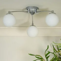 Navarro 3 Light Chrome Semi Flush Ceiling Light