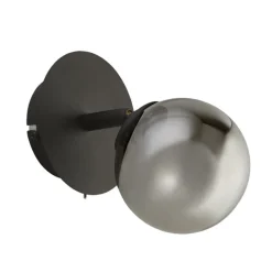 Navarro Matt Black & Smoked Glass Wall Light