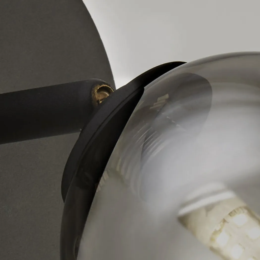 Navarro Matt Black & Smoked Glass Wall Light