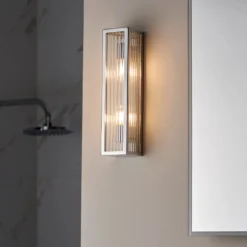 Newham Large Ribbed Glass Wall Light IP44