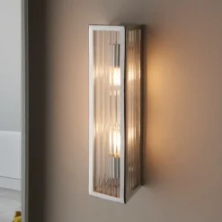 Newham Large Ribbed Glass Wall Light IP44