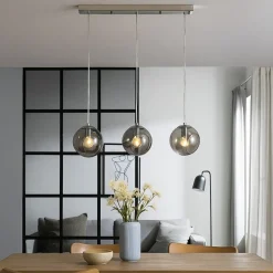 Nia Chrome Smoke 3-Light Pendant Bar