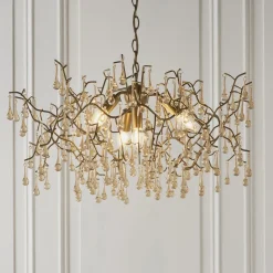 Nightingale 4 Light Gold & Glass Pendant Ceiling Light