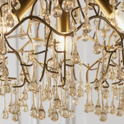 Nightingale 4 Light Gold & Glass Pendant Ceiling Light