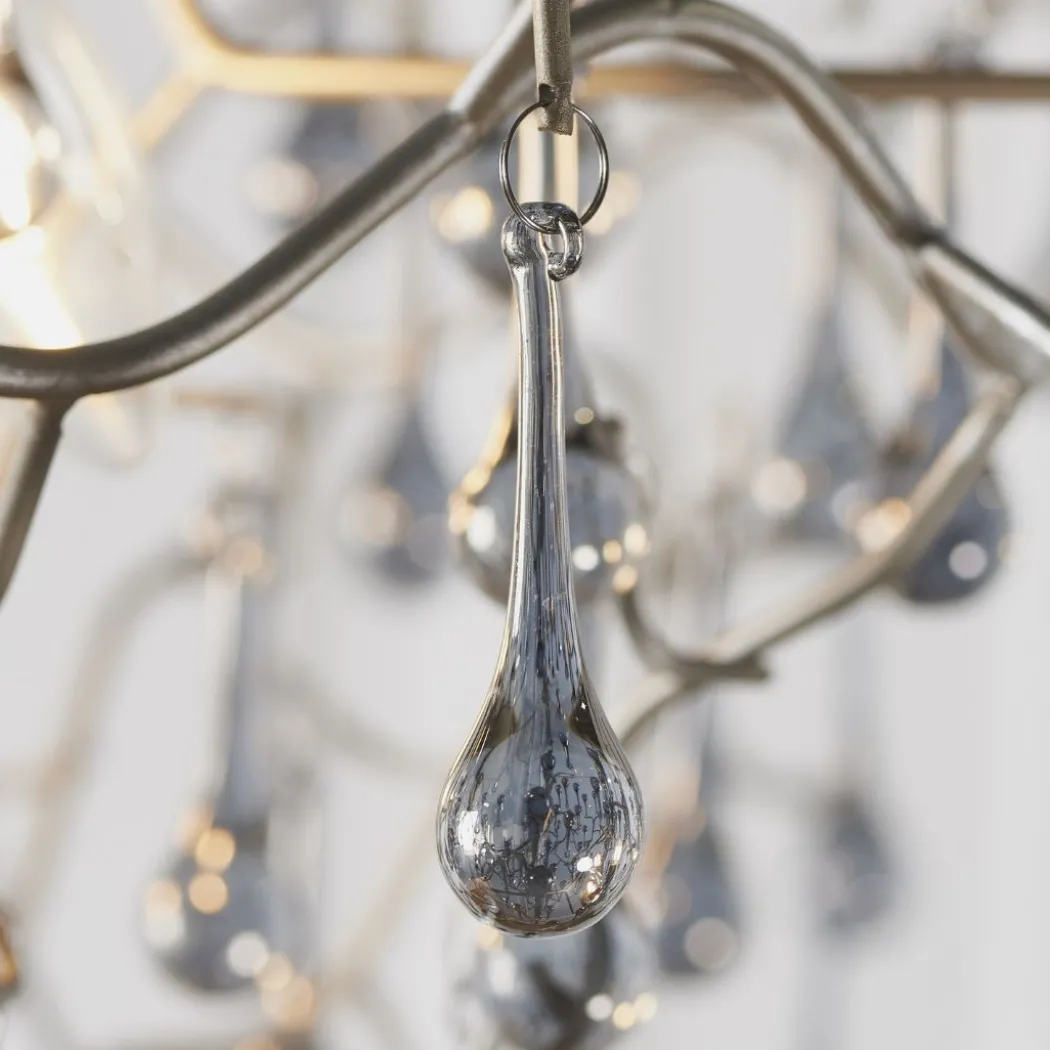 Nightingale 4 Light Silver & Glass Pendant Ceiling Light