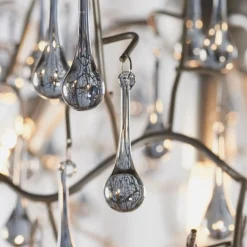 Nightingale 4 Light Silver & Glass Pendant Ceiling Light