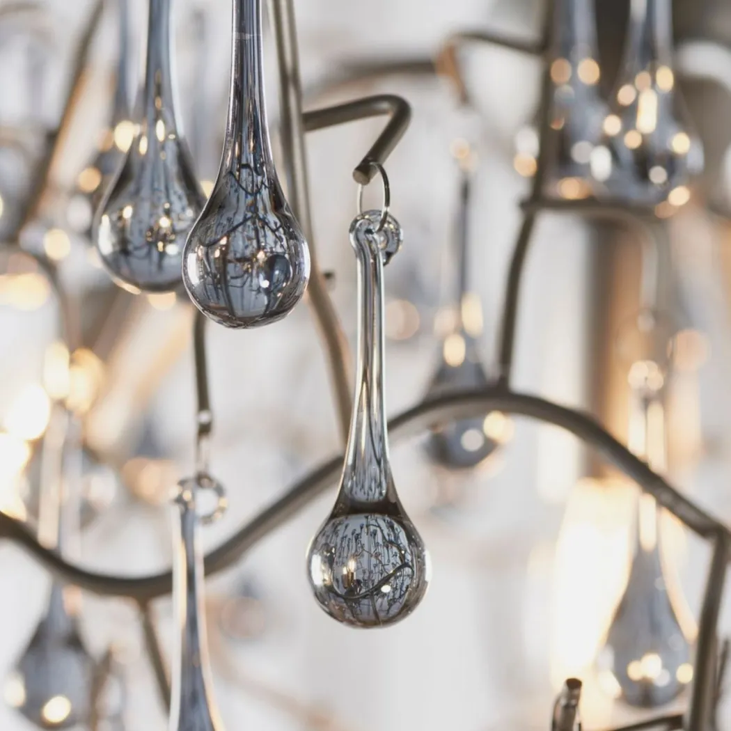 Nightingale 4 Light Silver & Glass Pendant Ceiling Light