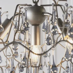 Nightingale 4 Light Silver & Glass Pendant Ceiling Light