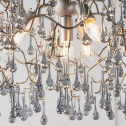 Nightingale 4 Light Silver & Glass Pendant Ceiling Light