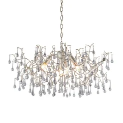 Nightingale 4 Light Silver & Glass Pendant Ceiling Light