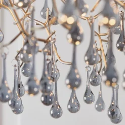 Nightingale 4 Light Silver & Glass Pendant Ceiling Light