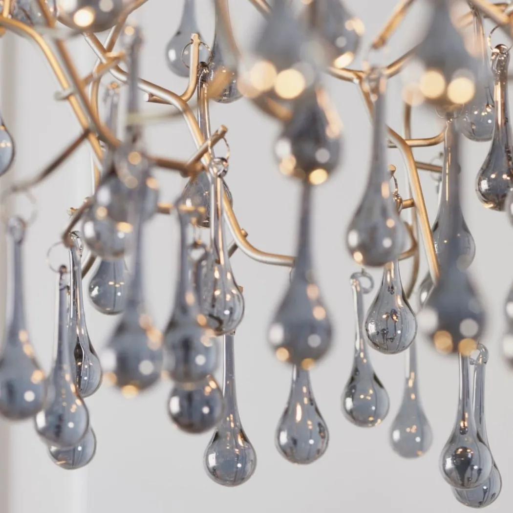 Nightingale 4 Light Silver & Glass Pendant Ceiling Light