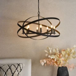Nitya 8 Light Matte Black Pendant Ceiling Light