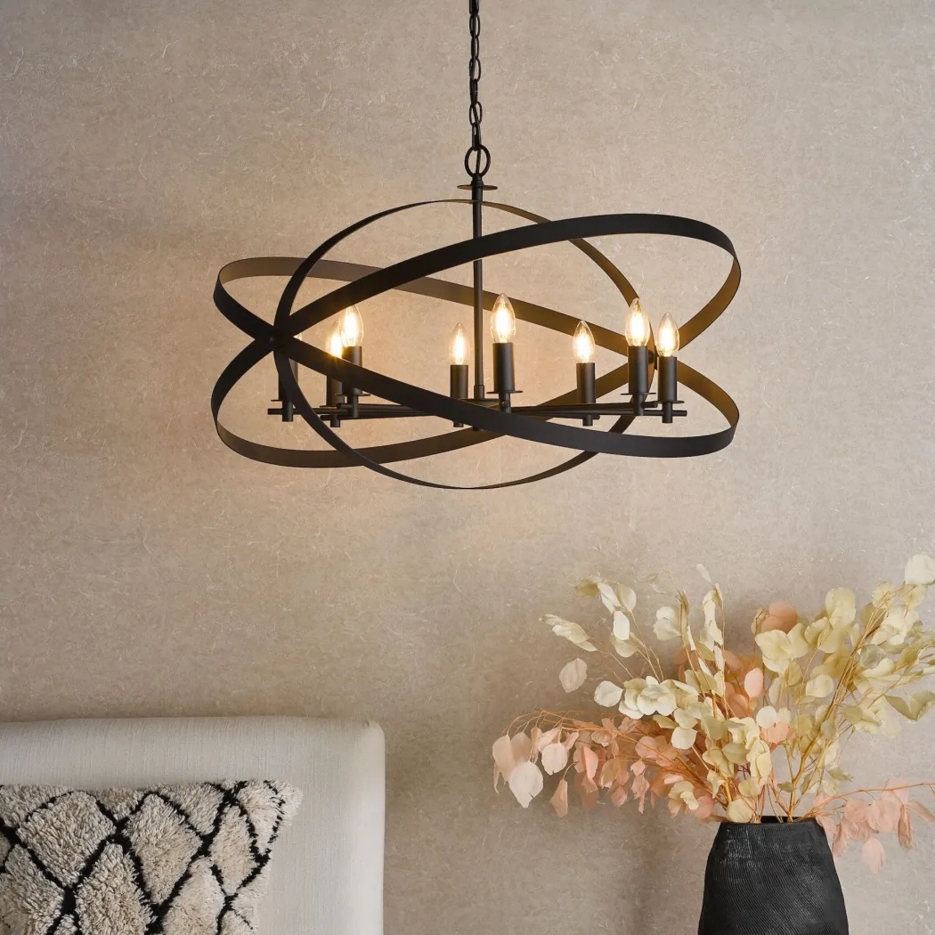 Nitya 8 Light Matte Black Pendant Ceiling Light