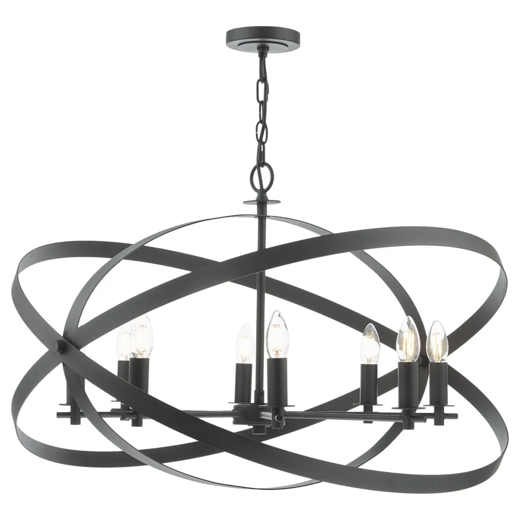 Nitya 8 Light Matte Black Pendant Ceiling Light