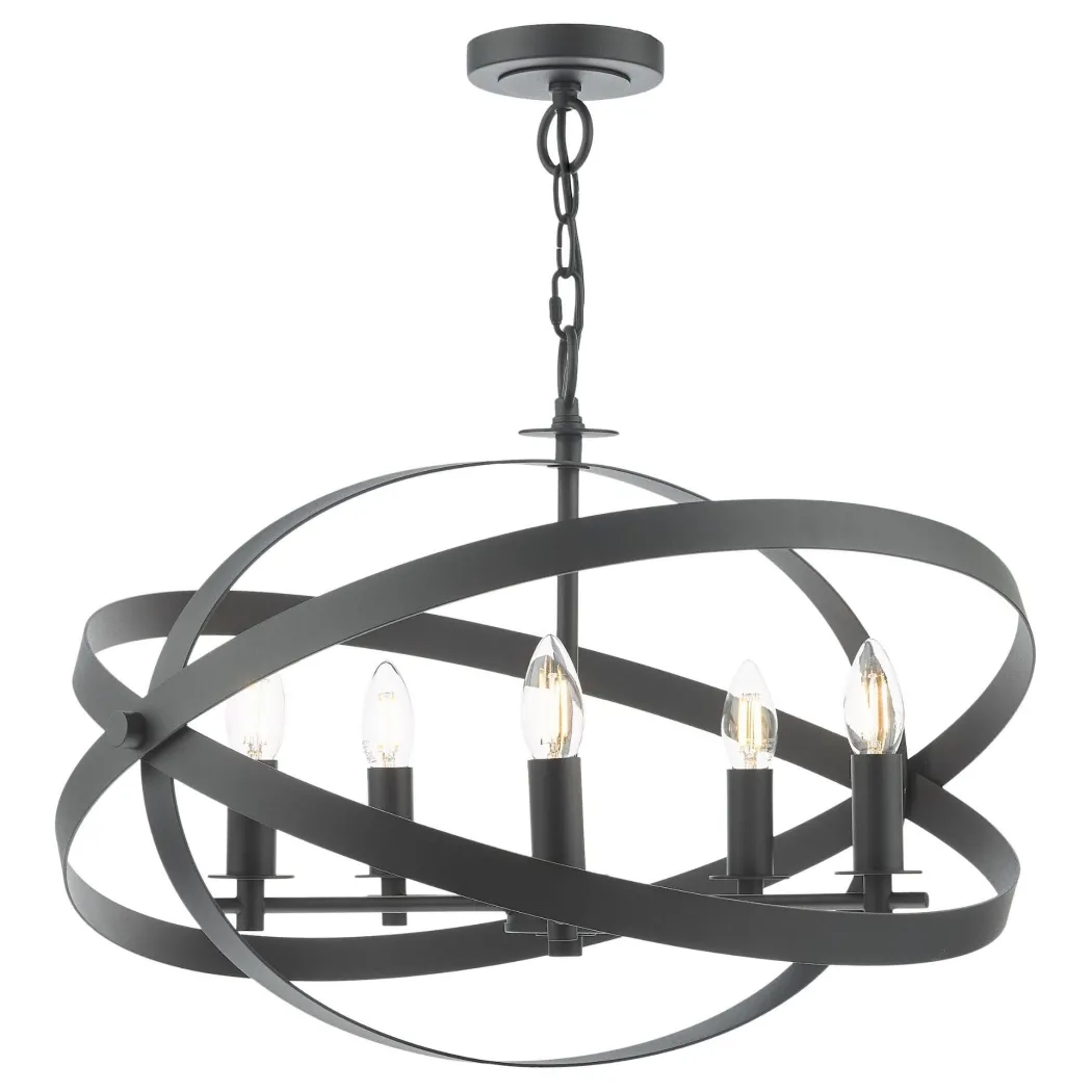 Nitya 5 Light Matte Black Pendant Ceiling Light