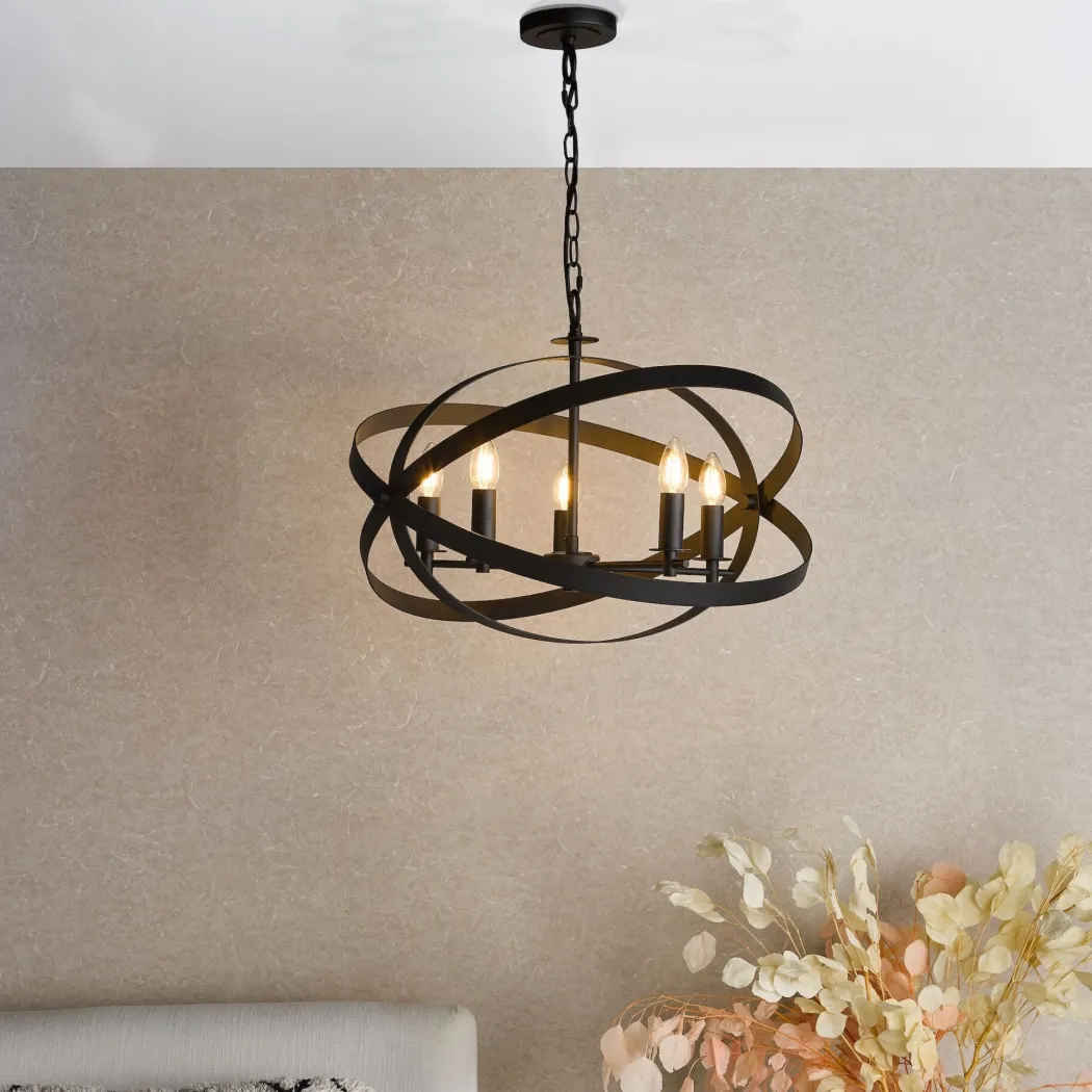 Nitya 5 Light Matte Black Pendant Ceiling Light