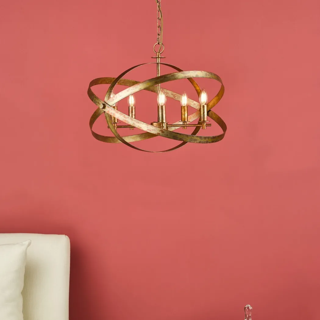 Nitya 5 Light Mottled Copper Pendant Ceiling Light