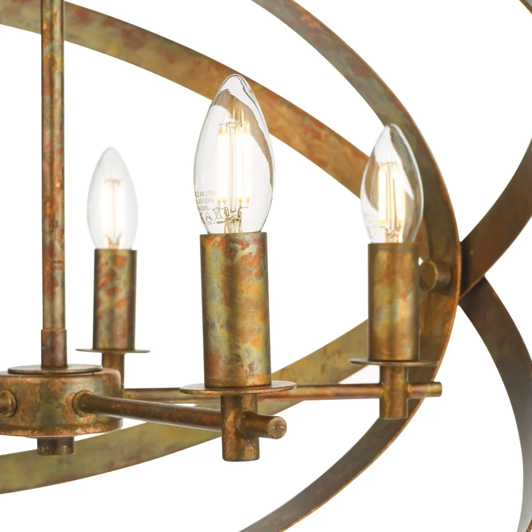Nitya 5 Light Mottled Copper Pendant Ceiling Light