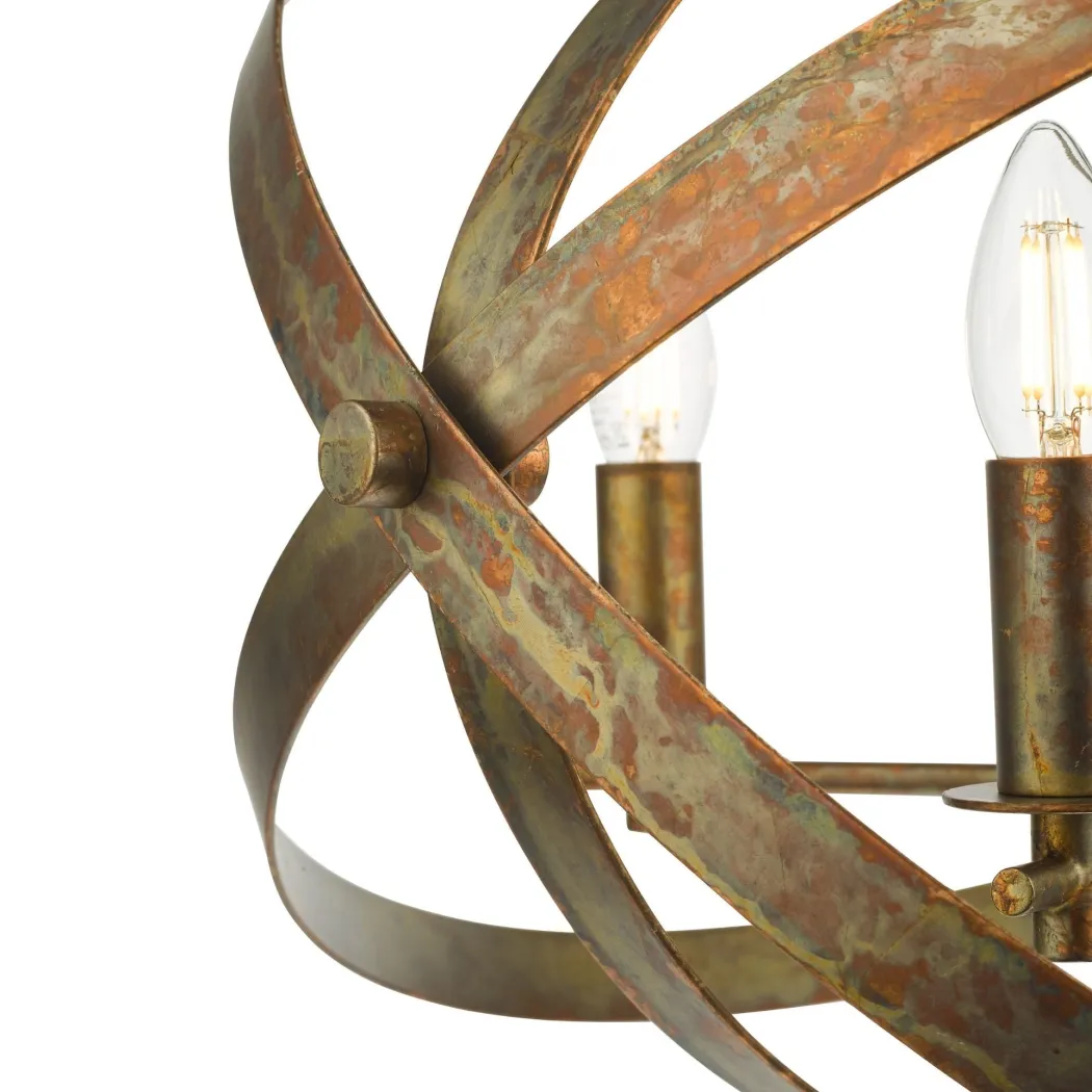 Nitya 5 Light Mottled Copper Pendant Ceiling Light