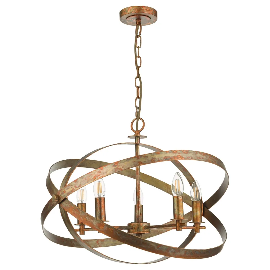Nitya 5 Light Mottled Copper Pendant Ceiling Light