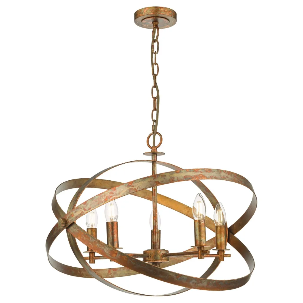 Nitya 5 Light Mottled Copper Pendant Ceiling Light