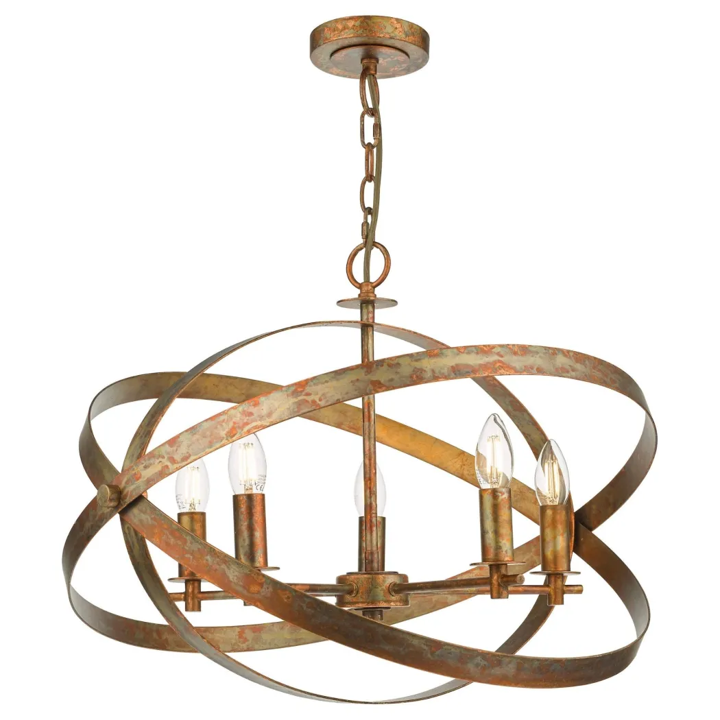 Nitya 5 Light Mottled Copper Pendant Ceiling Light