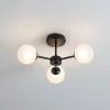 Niva 3-Light Black Frosted Glass Semi-Flush Ceiling Light