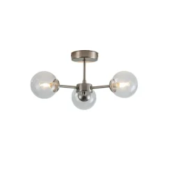 Niva 3-Light Satin Nickel Clear Glass Semi-Flush Ceiling Light