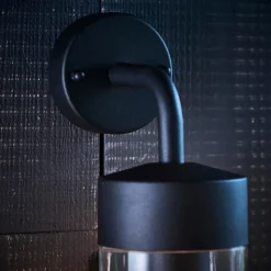 North Matte Black & Glass Outdoor Wall Light