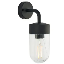 North Matte Black & Glass Outdoor Wall Light