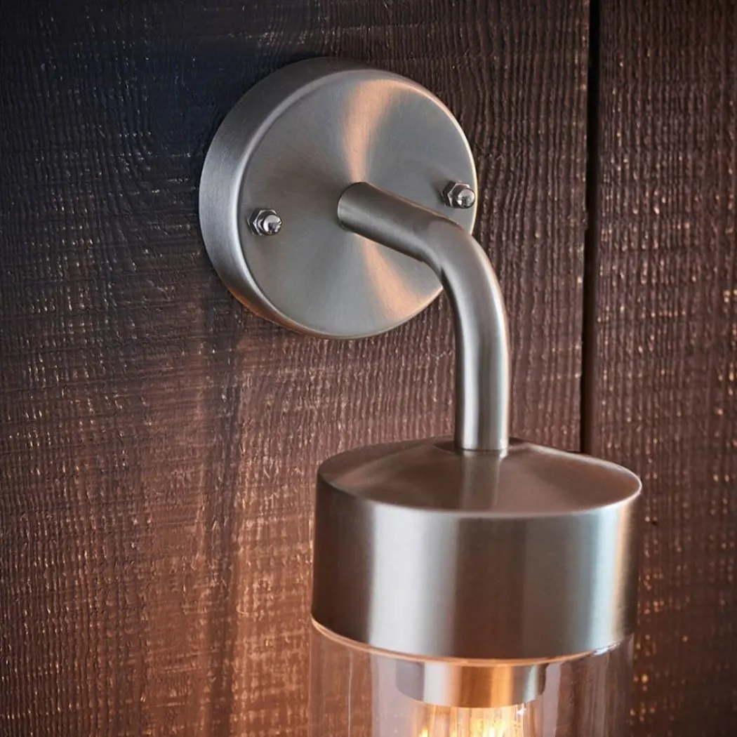 North Stainless Steel & Glass Outdoor Wall Light