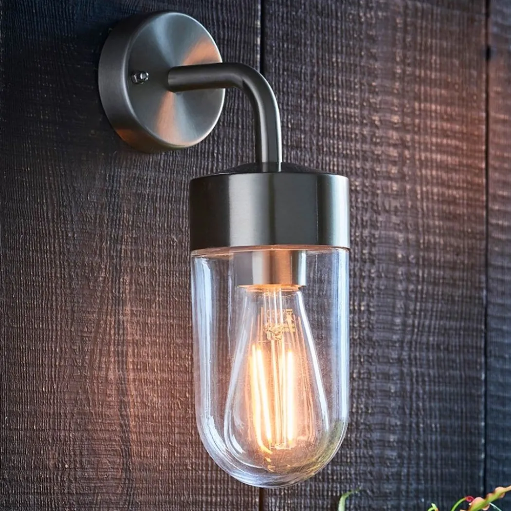 North Stainless Steel & Glass Outdoor Wall Light