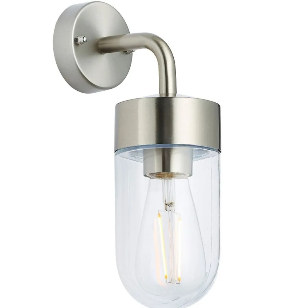 North Stainless Steel & Glass Outdoor Wall Light