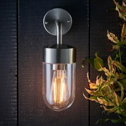 North Stainless Steel & Glass Outdoor Wall Light
