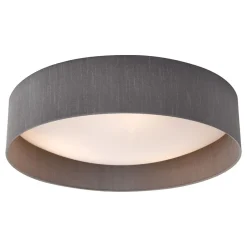 Nysa 3 Light Flush Grey Faux Silk Ceiling Light