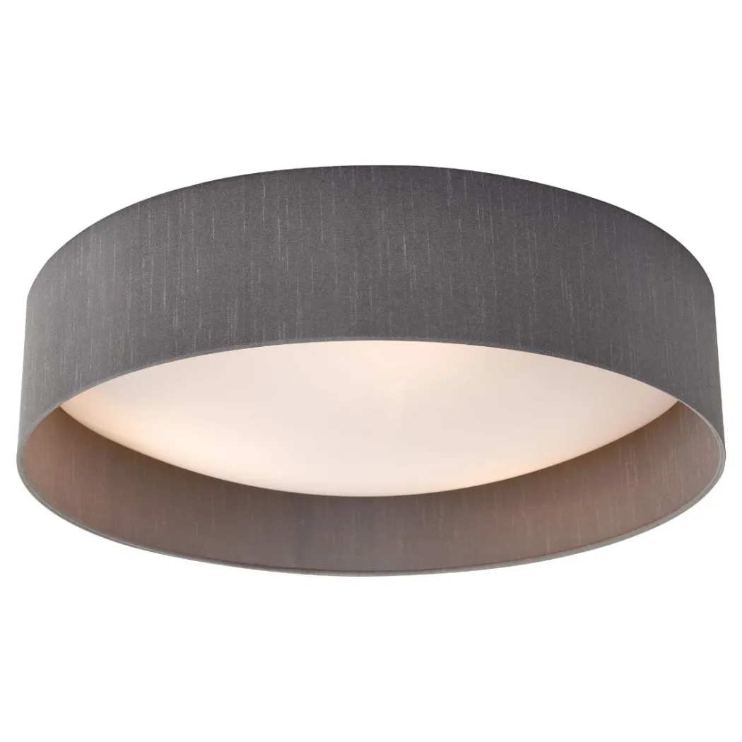 Nysa 3 Light Flush Grey Faux Silk Ceiling Light