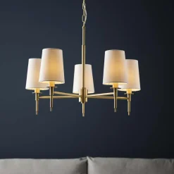 Obasi 5-Light Satin Brass Shaded Chandelier