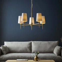 Obasi 5-Light Satin Brass Shaded Chandelier