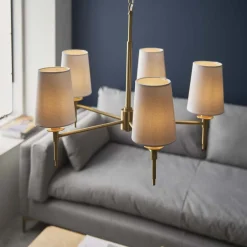 Obasi 5-Light Satin Brass Shaded Chandelier