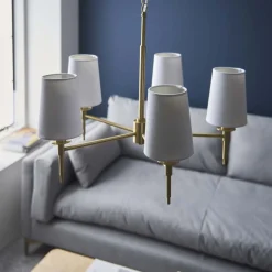Obasi 5-Light Satin Brass Shaded Chandelier