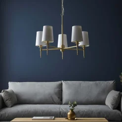 Obasi 5-Light Satin Brass Shaded Chandelier