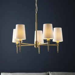 Obasi 5-Light Satin Brass Shaded Chandelier