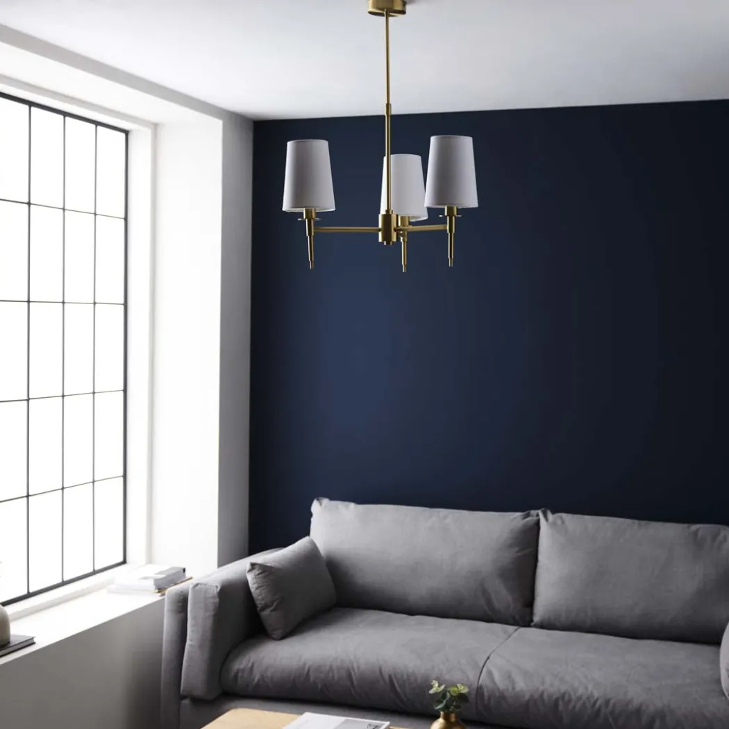 Obasi 3-Light Satin Brass Shaded Chandelier Ceiling Light