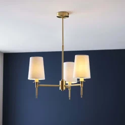Obasi 3-Light Satin Brass Shaded Chandelier Ceiling Light