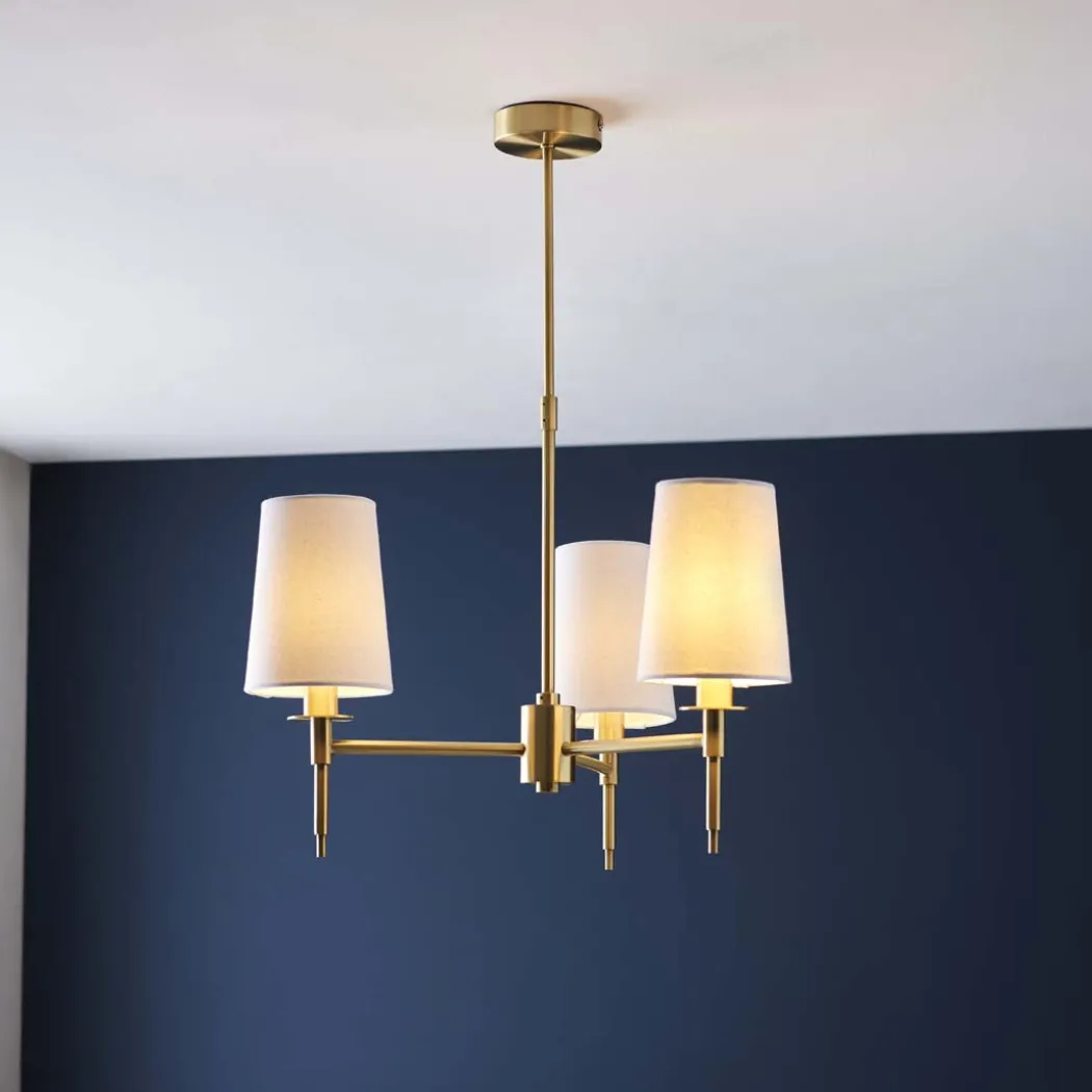Obasi 3-Light Satin Brass Shaded Chandelier Ceiling Light